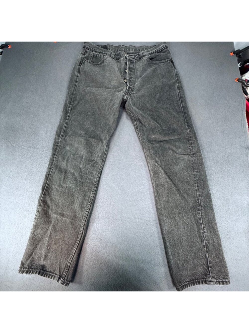 Levi's 501 Denim Jeans Black, Straight Leg, Vintage 90s Faded Made in USA 36x32